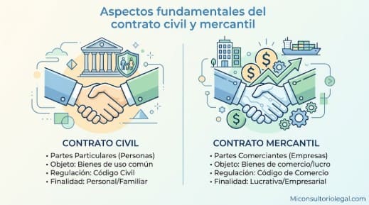 Diferencia entre contrato mercantil y civil: Aspectos fundamentales