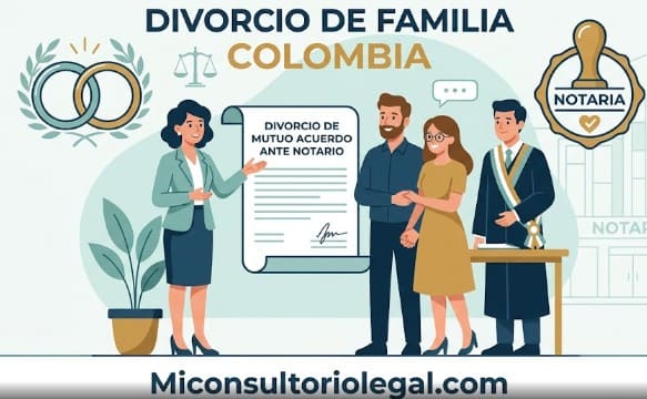 Abogado explicando el trámite de divorcio de mutuo acuerdo ante notaría en Colombia