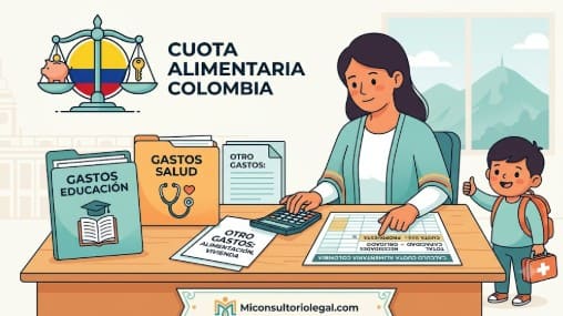 Madre revisando gastos de educación y salud de su hijo para calcular la cuota alimentaria