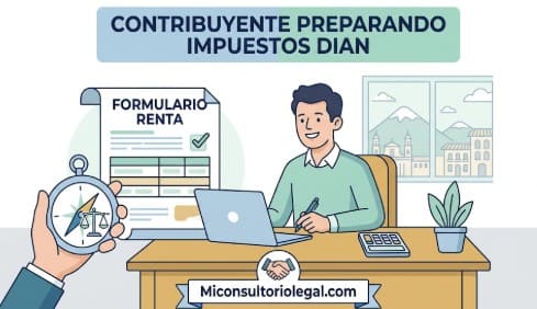 Contribuyente preparando impuestos DIAN
